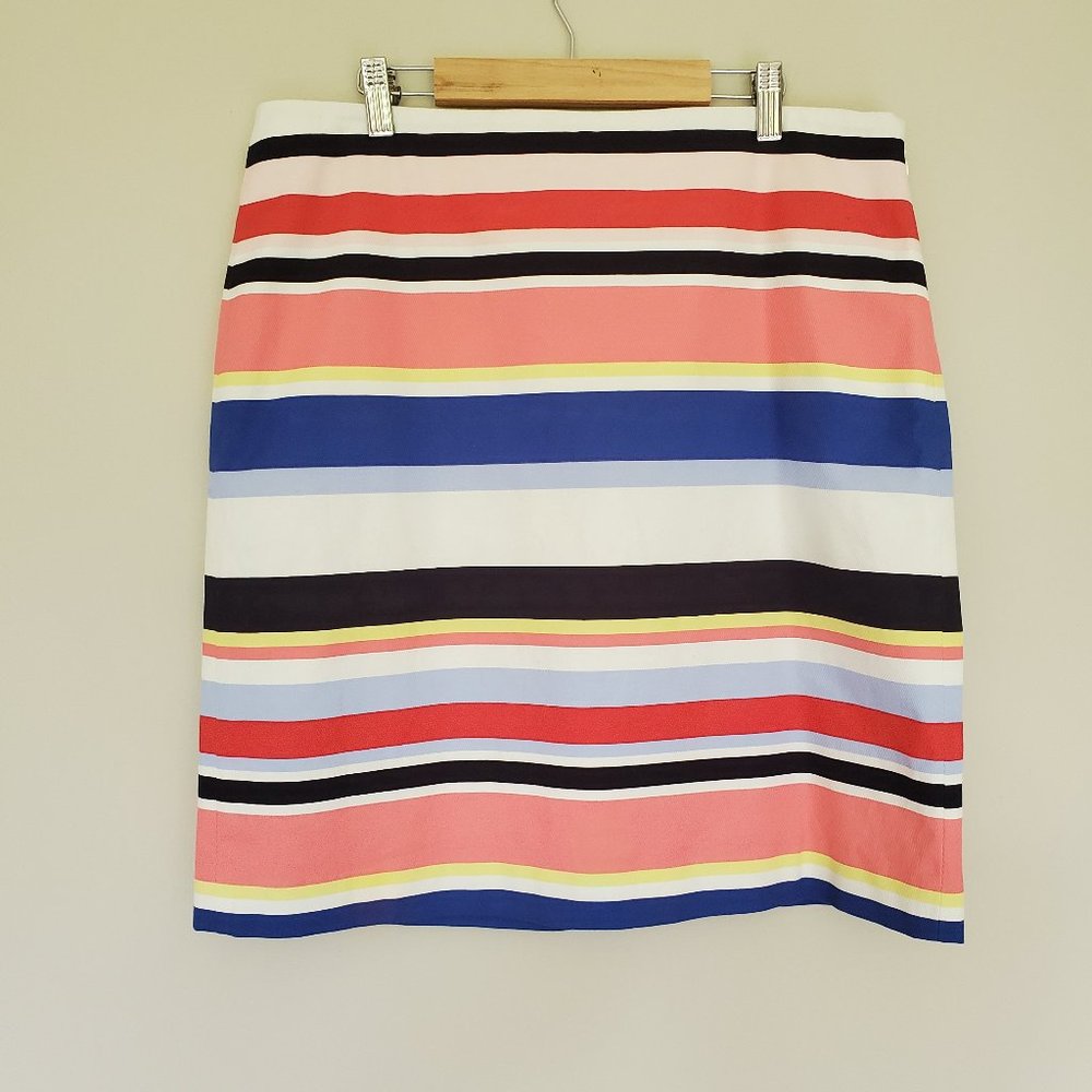 Talbots Multi Color Stripe Cotton Midi Skirt 12 - image 1